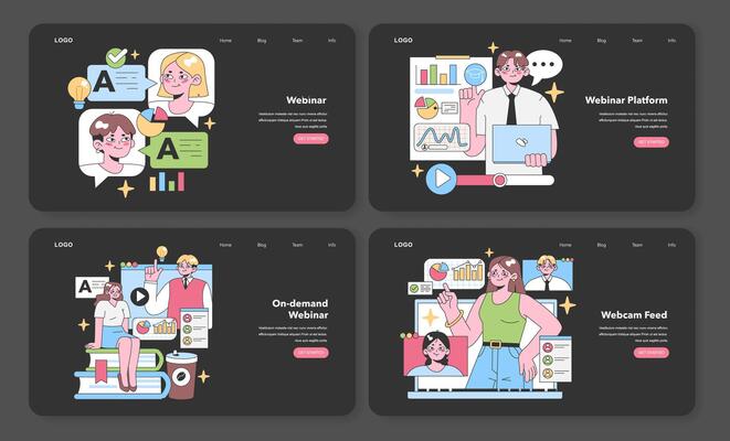 Webinar collection set. Flat vector illustration.