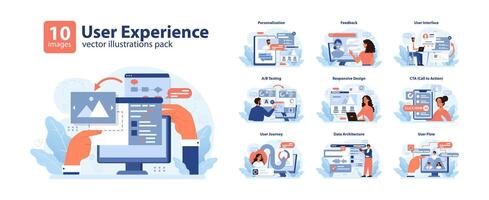 User Experience set. . Flat vector illustration