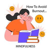 How to avoid professional burnout. Young employee at workplace. vector