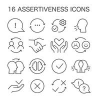 Assertiveness icon set. Flat vector illustration