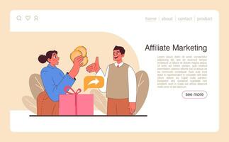 Affiliate marketing web banner or landing page. Commercial program vector