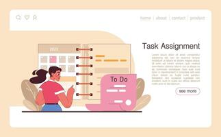 Delegation web banner or landing page. Task assignment and control vector