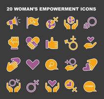 Women's empowerment icons set. A comprehensive collection vector