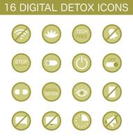 Digital detox set. Characters practicing mindfulness, reducing screen vector