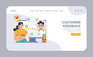 Customer feedback web banner or landing page. Consumer reviews vector