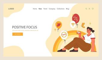 Positive psychology web banner or landing page. Positive thinking vector