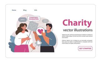 Charity and charitable foundation web banner or landing page. vector