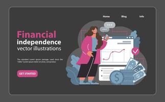 Financial independence, FIRE night mode or dark mode web banner vector