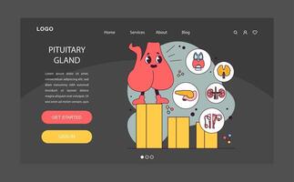 Pituitary gland anatomy night or dark mode web banner or landing vector