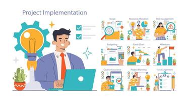 Project Implementation concept. Flat vector illustration