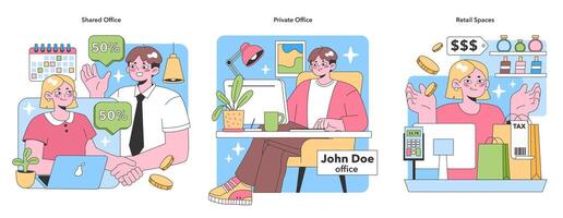 Workspace set. Flat vector illustration