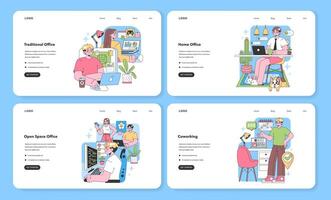 Office Environments set. Flat vector illustration