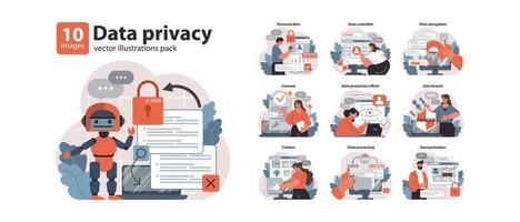 Data Privacy set. Flat vector illustration