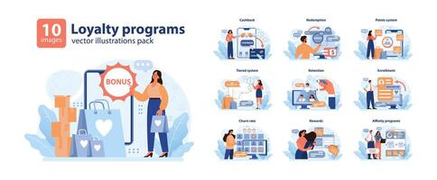 Loyalty Programs set. Flat vector illustration