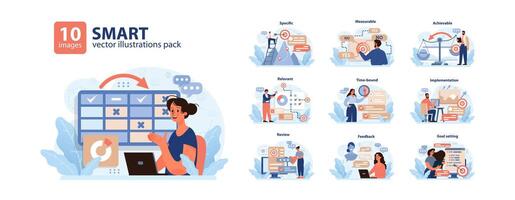 SMART goals set. Flat vector illustration