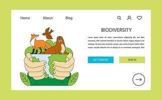 Biodiversity conservation web banner or landing page. Endangered vector