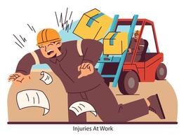 Occupational hazards highlighted. Flat vector illustration.