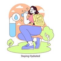 hidratación atención concepto. plano vector ilustración.