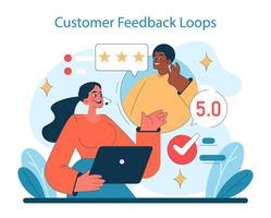 Customer Feedback Loops concept. Interactive evaluation process vector