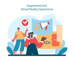 Marketing 5.0 concept. Immersive augmented and virtual reality experiences vector