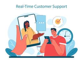 márketing 5.0 concepto. eficiente tiempo real cliente apoyo vector