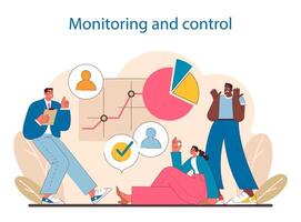 Monitoring and control in IT project management. vector