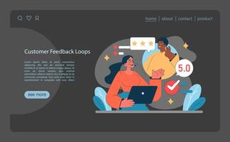 Customer Feedback Loops concept. Interactive evaluation process vector