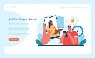 Marketing 5.0 concept. Efficient real-time customer support vector