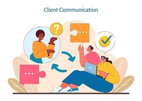 Client Communication in IT project management. Demonstrates active engagement. vector