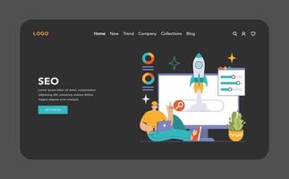 sitio web análisis oscuro o noche modo web o aterrizaje. conversión Velocidad vector
