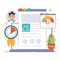 Website analysis. Conversion rate and traffic analysis. Experts analyzing vector