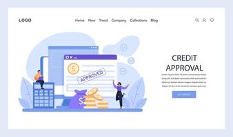 el jubiloso momento de recepción crédito aprobación, completar con comprobado verificación y financiero símbolos vector