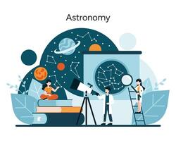 Astronomy enthusiasts explore beyond the sky vector