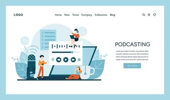 Eager voices share stories via podcasting platforms vector