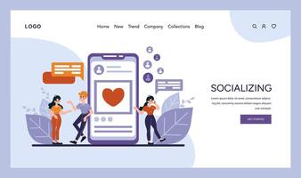 Cheerful people engage in lively digital conversations, sharing emotions and connections through social media platforms vector