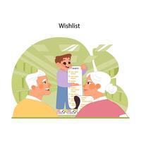 Wishlist concept. Flat vector illustration