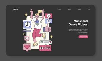 Music and Dance Videos concept. Flat vector illustration