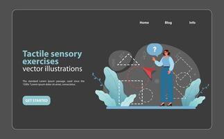 Tactile sensory exercises. Engaging illustration of sensory development. vector