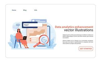 Data Analytics Enhancement. Professional analyzing data trends. vector