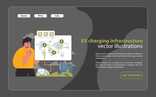 EV Charging Infrastructure Development Illustration. A vivid vector representation.