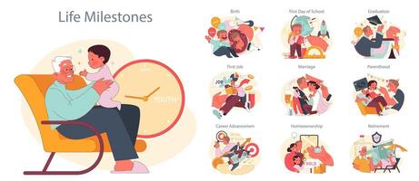 Life Journey Illustrated. Flat vector illustration.