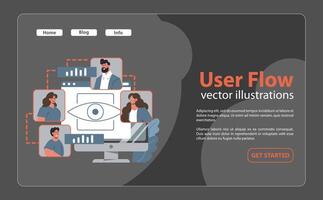 User Flow visualization concept. Flat vector illustration