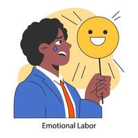 Emotional labor. Emotions expression and mood regulation skill. Deep vector