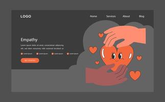 Empathy web banner or landing page dark or night mode. Deep understanding vector