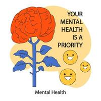 Mental health and emotional wellbeing. Positive thinking and attitude. vector