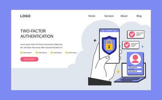 Two-factor authentication web banner or landing page. Profile vector