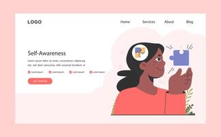 Self-awareness web banner or landing page. Mindfulness and balance vector