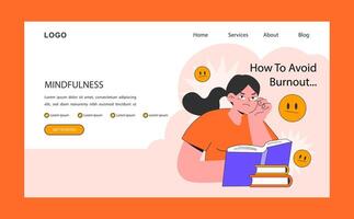 How to avoid professional burnout web banner or landing page. Young vector