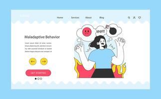 Maladaptive behavior web banner or landing page. Neurosis, chronic vector