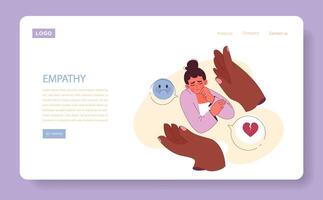 Empathy web banner or landing page. Black female hands comforting vector